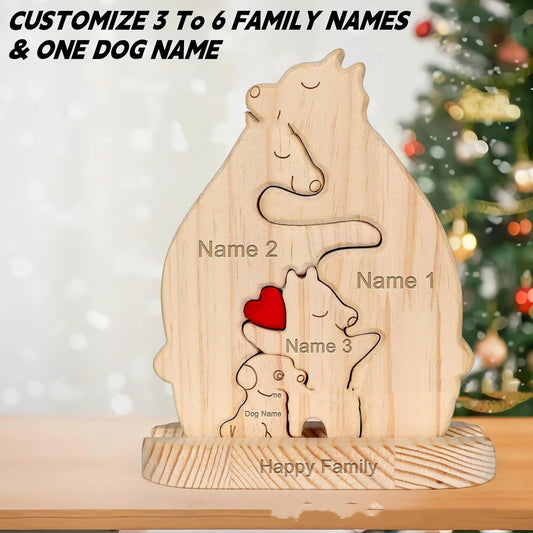 Wooden Hug Bear Family