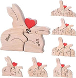 Wooden Rabbit Family